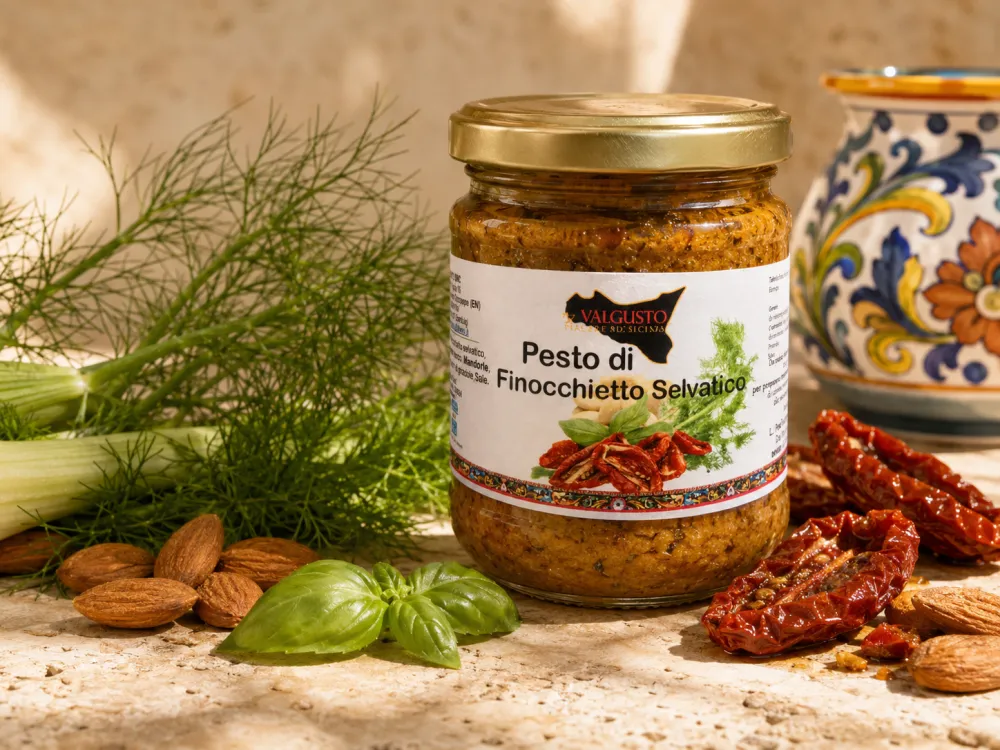 Pesto di finocchietto selvatico Valgusto con mandorle e pomodori secchi